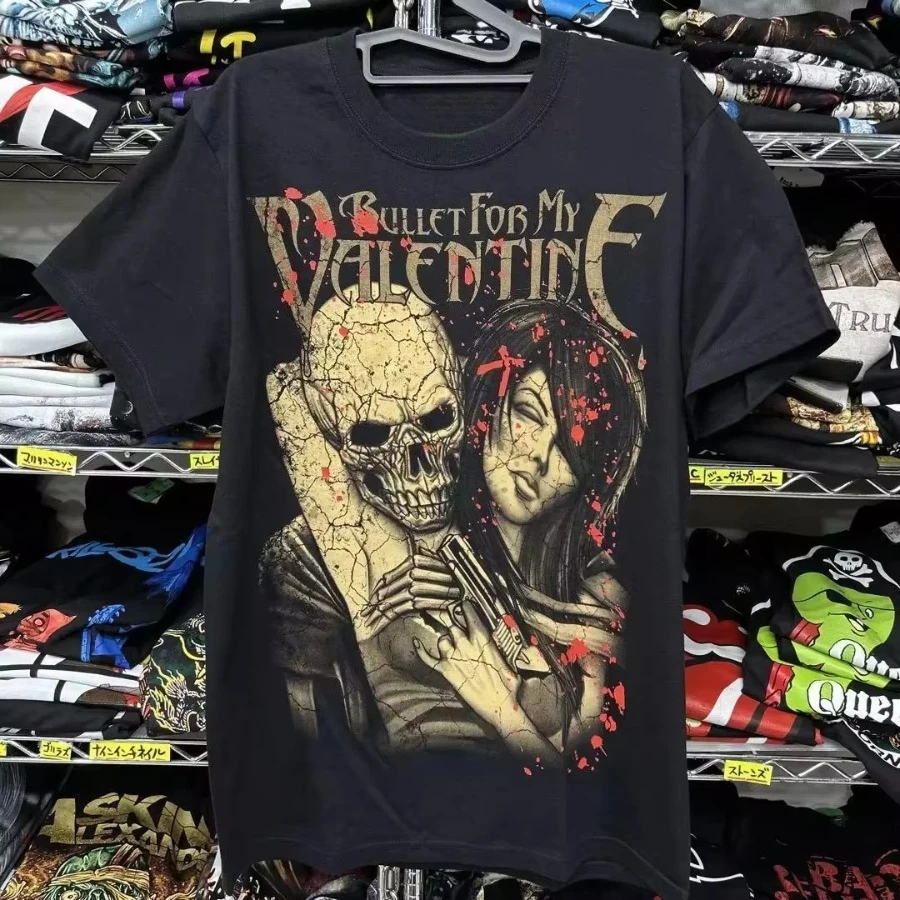 Reprint Bullet for My Valentine Band Print T Shirt Men's Women's Casual Short Sleeve Round Neck Cotton Tee Unisex Fashion Street