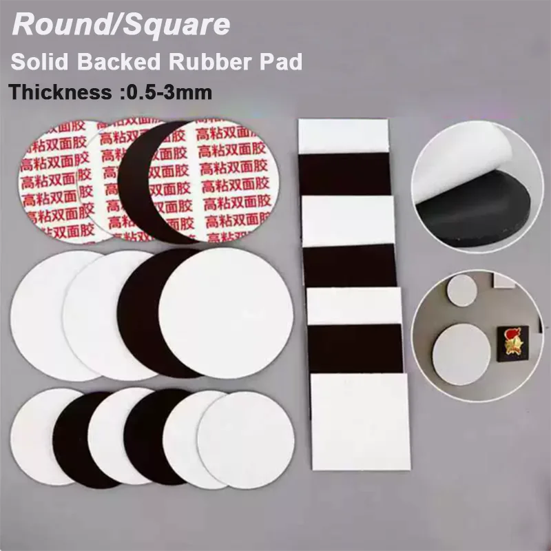 Black VMQ Silicone Gasket Pad 0.5/1/1.5/2/3mm Self Adhesive Solid Round Square Seal Sheet Dia 6-100mm Heat Resistant No Leakage