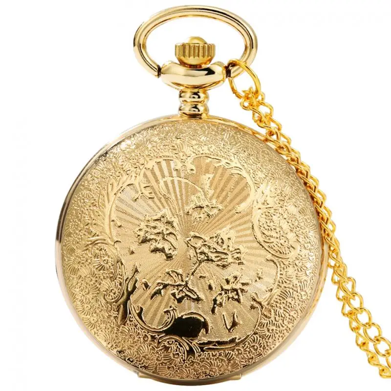 Crystal Diamond Bee Flowers Quartz Pocket Watch Charming Necklace Jewelry Luxury Gold Pendant Chain Diamond-encrusted FOB Clock