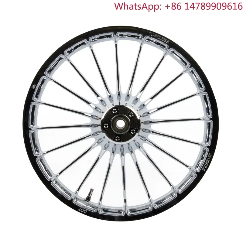 21*3.25 Inch Chrome Motorcycle Wheels Fat SpokeDesignfor18+TouringSoftailStreetBobLowRider STClassic American  2014-2023