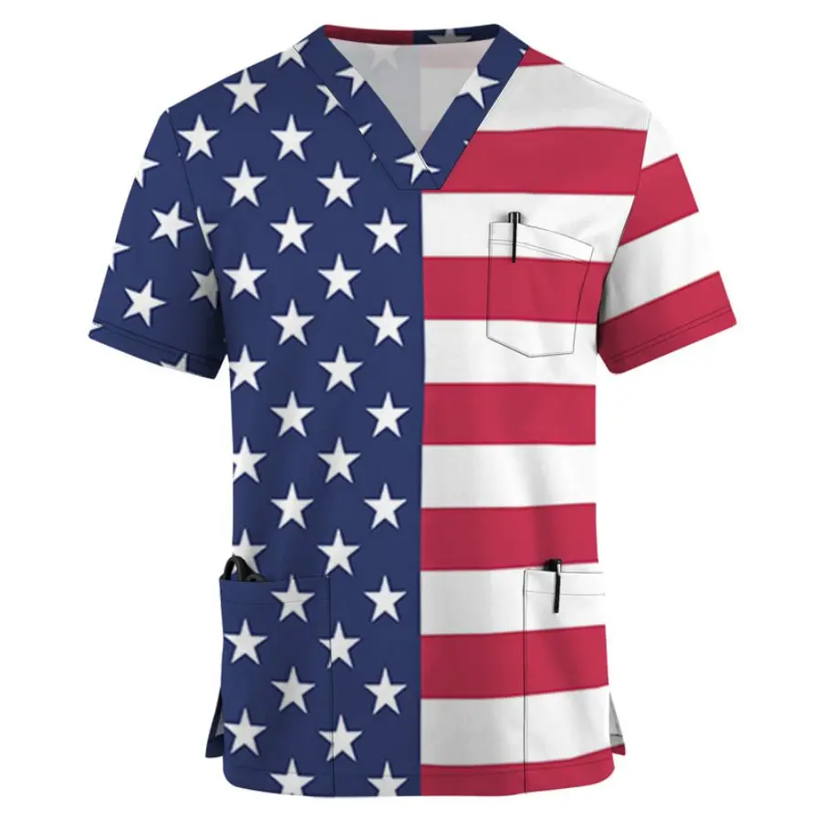

Men's protective clothing, medical protective clothing, breathable and comfortable short sleeved V-neck front pocket design