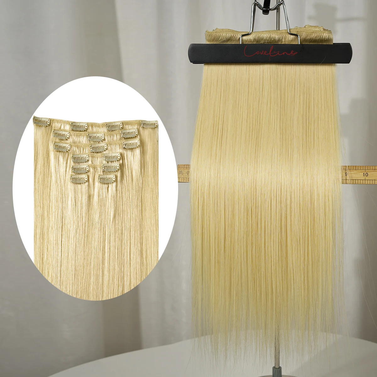 

LOVELINE #613 Blonde Straight Clip-In Human Hair Extensions 7PCS Full Head Remy Hair Set Soft Natural Feel 12–22”for Women