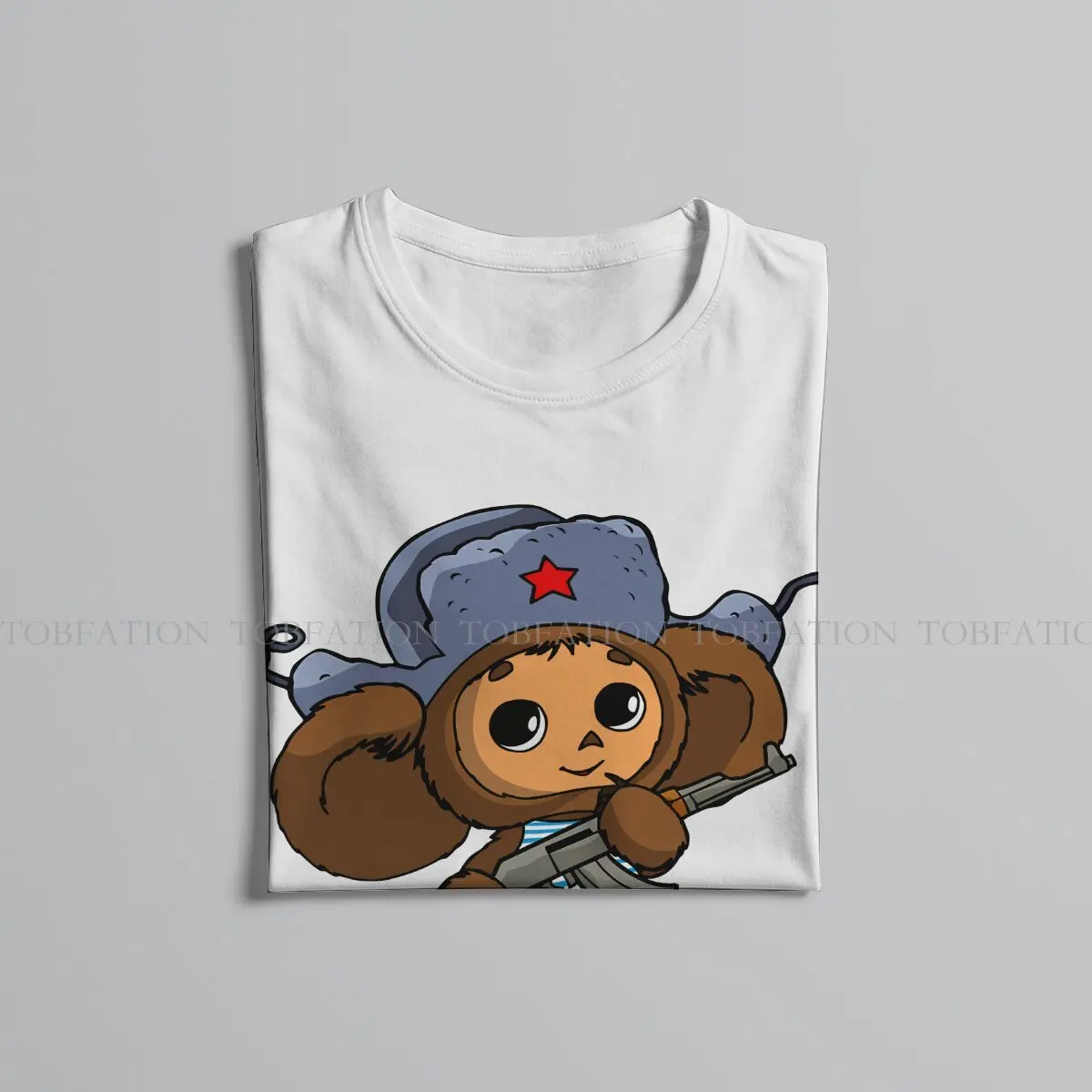 Cheburashka Lovely Protection Tshirt Vintage Punk Men\'s Tshirts Tops Oversized Cotton Crewneck T Shirt