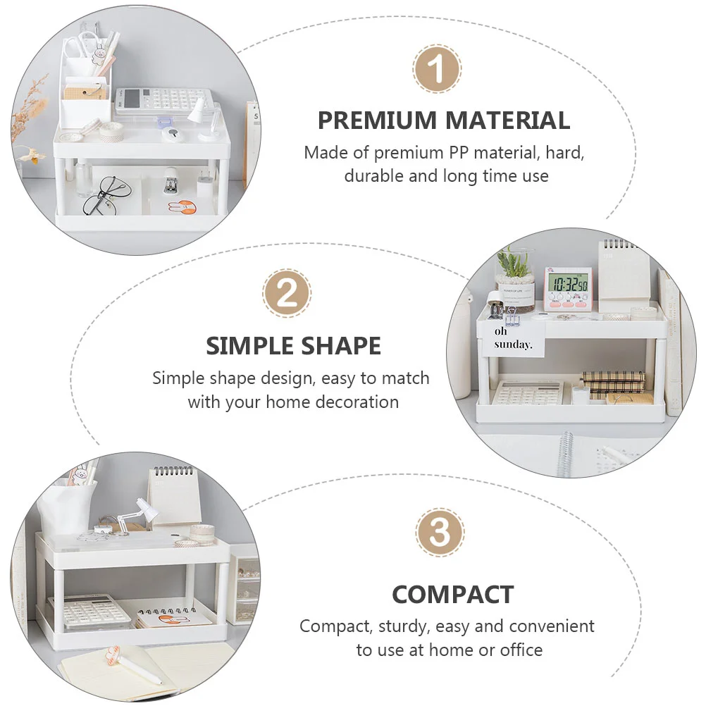 Rak Penyimpanan Rak Desktop Berdiri Rak Rumah Notebook Tempat Dua Lapis Pp Kantor Rias