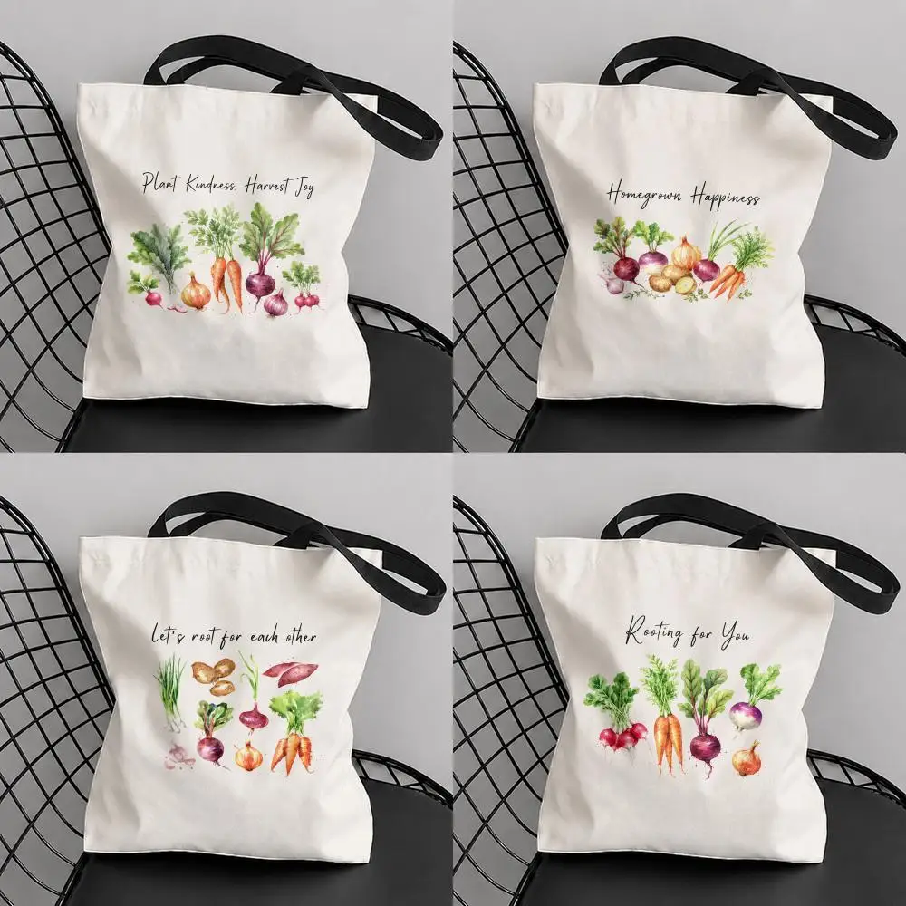 Grow Together Always Storage Bags Large Capacity Canvas Tote Bag Reusable Shoulder Handbag for Daily Shopping Travel