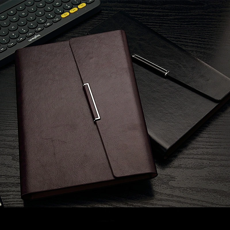 Retro Metal Loose-leaf Notebook Leather Waterproof Notepad Business Office Meeting Record Book Learning Stationery