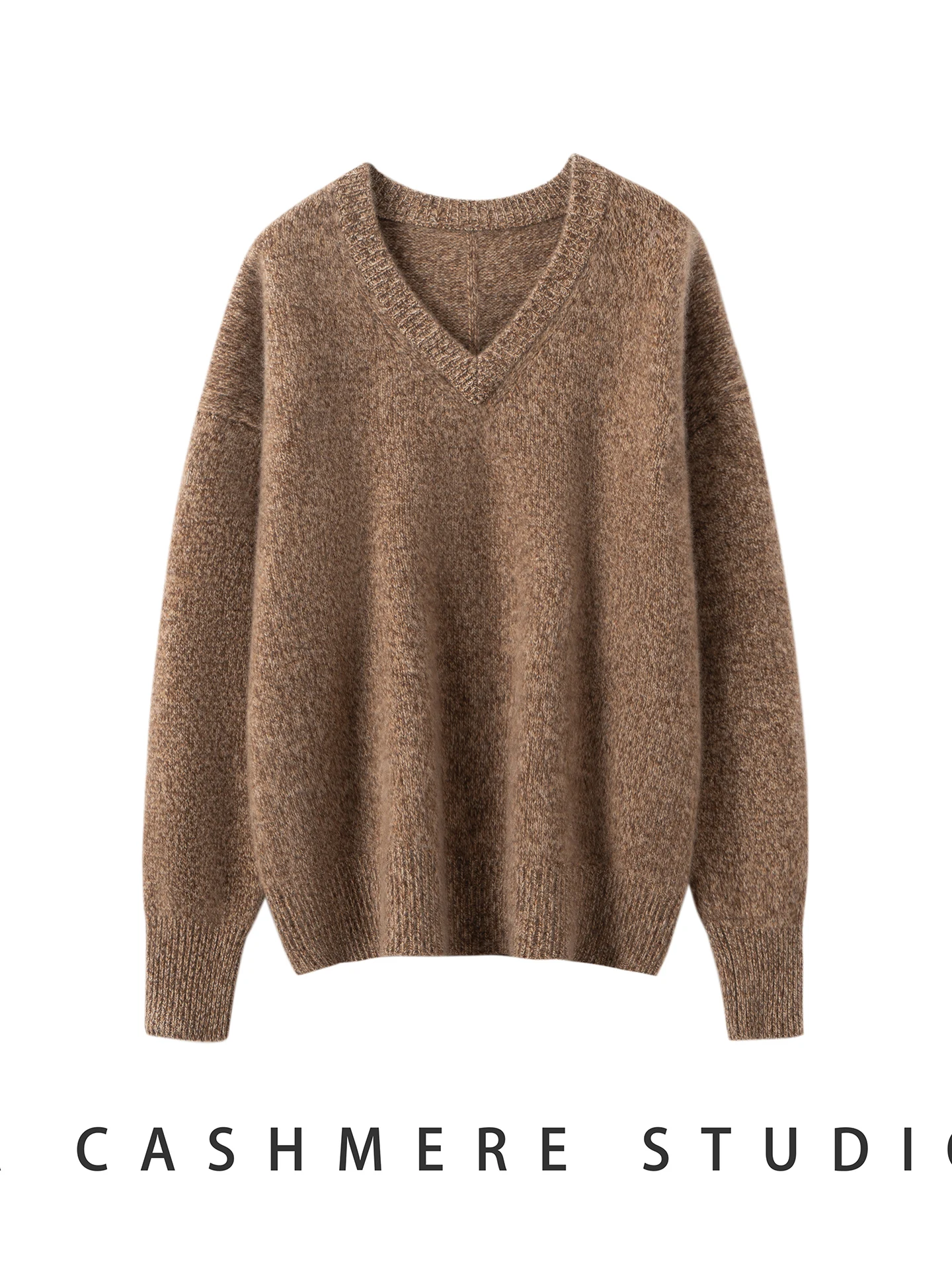 TLOML Women's 100% Cashmere Sweater V-Neck Flower Yarn Pullover Autumn Winter Cashmere Knitwear Soft Warm Thick Loose Comfy Tops