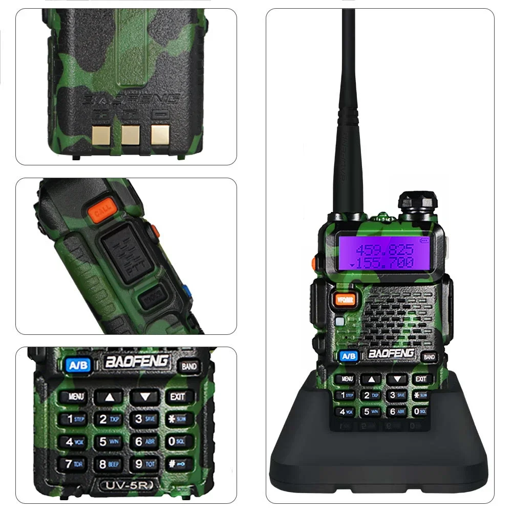 2pcs Baofeng UV 5R Walkie-talkie Long Range 5W Power Camouflage UV-5R Remote Radio Dual Band VHF UHF Ham Radio Communicator