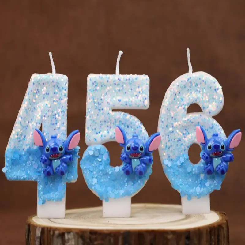 

Disney Anime 0-9 Number Candles Cute Lilo & Stitch Birthday Cake Topper Digital Candle for Boys Girls Party Decoration Gifts