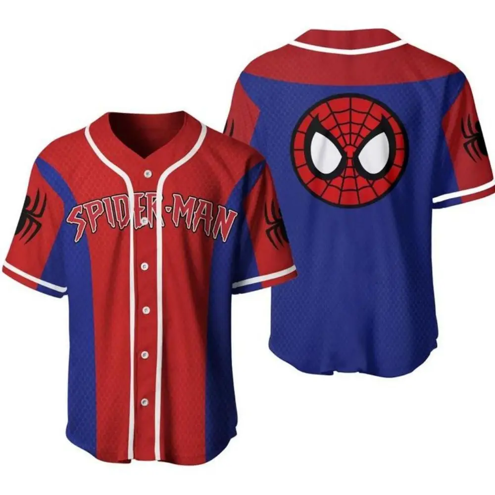 Spider-Man Summer 2024 New Kids Baseball Uniforms Boys Cardigan Uniforms Girls Shirts 3d Print Cartoon Birthday Party Clothes