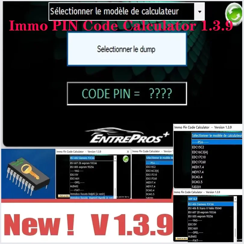 

Car software Immo PIN Code Calculator 1.3.9 decode pin code on many PSA ecu’s by dump for Psa Opel for Fiat Vag Cars car repair