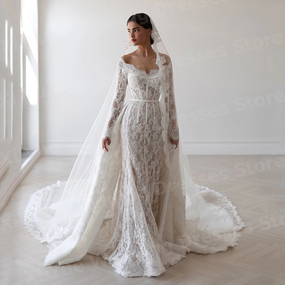 

Exquisite Mermaid Women's Wedding Dresses With Detachable Train Vestidos De Novias De Boda Bride Gowns Customized Lace Vestidos