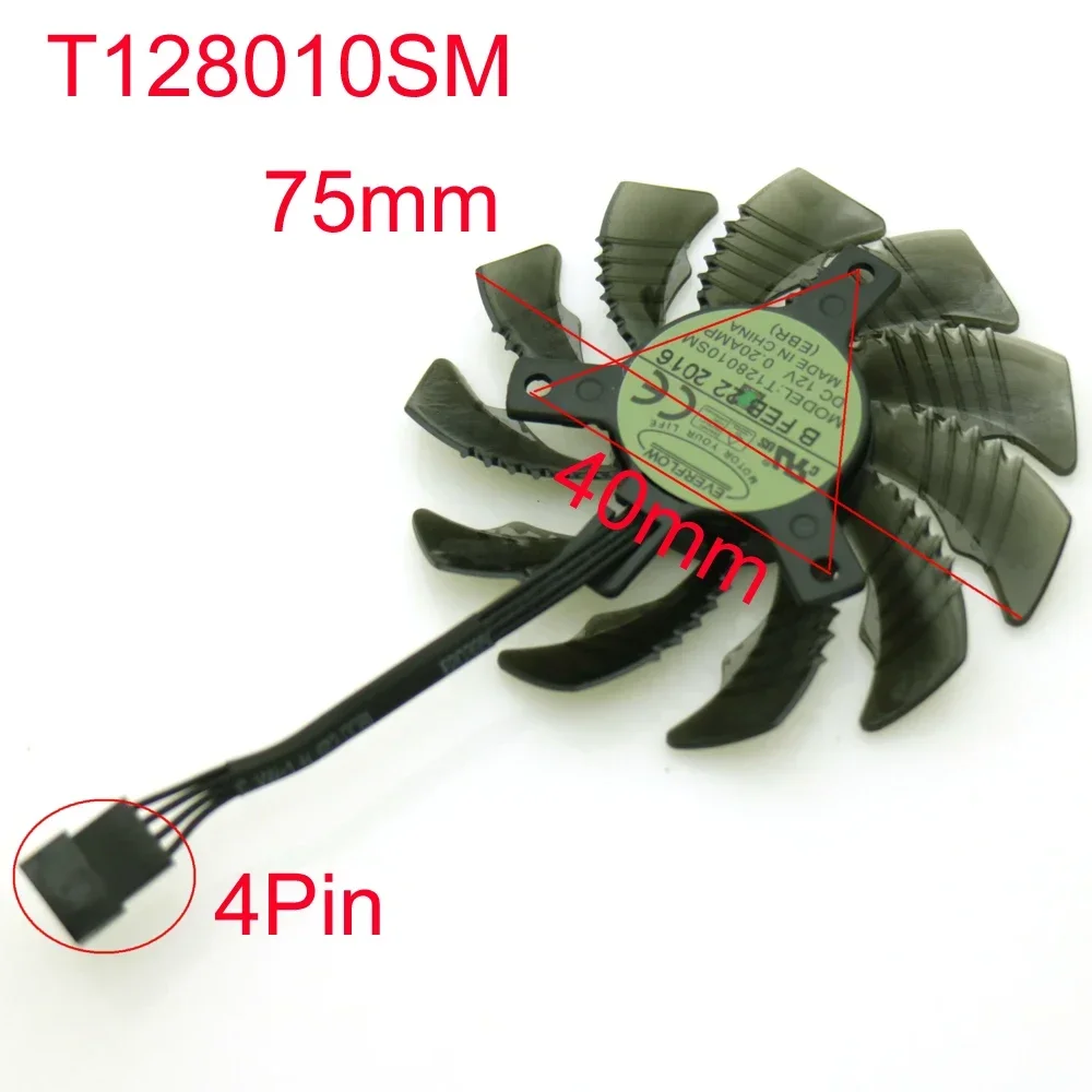 3pcs/Lot T128010SM DC12V 0.20AMP 75mm 4Pin VGA Fan For Gigabyte GTX670 GTX580 GTX560ti GTX770 Graphics Card Cooling Fan