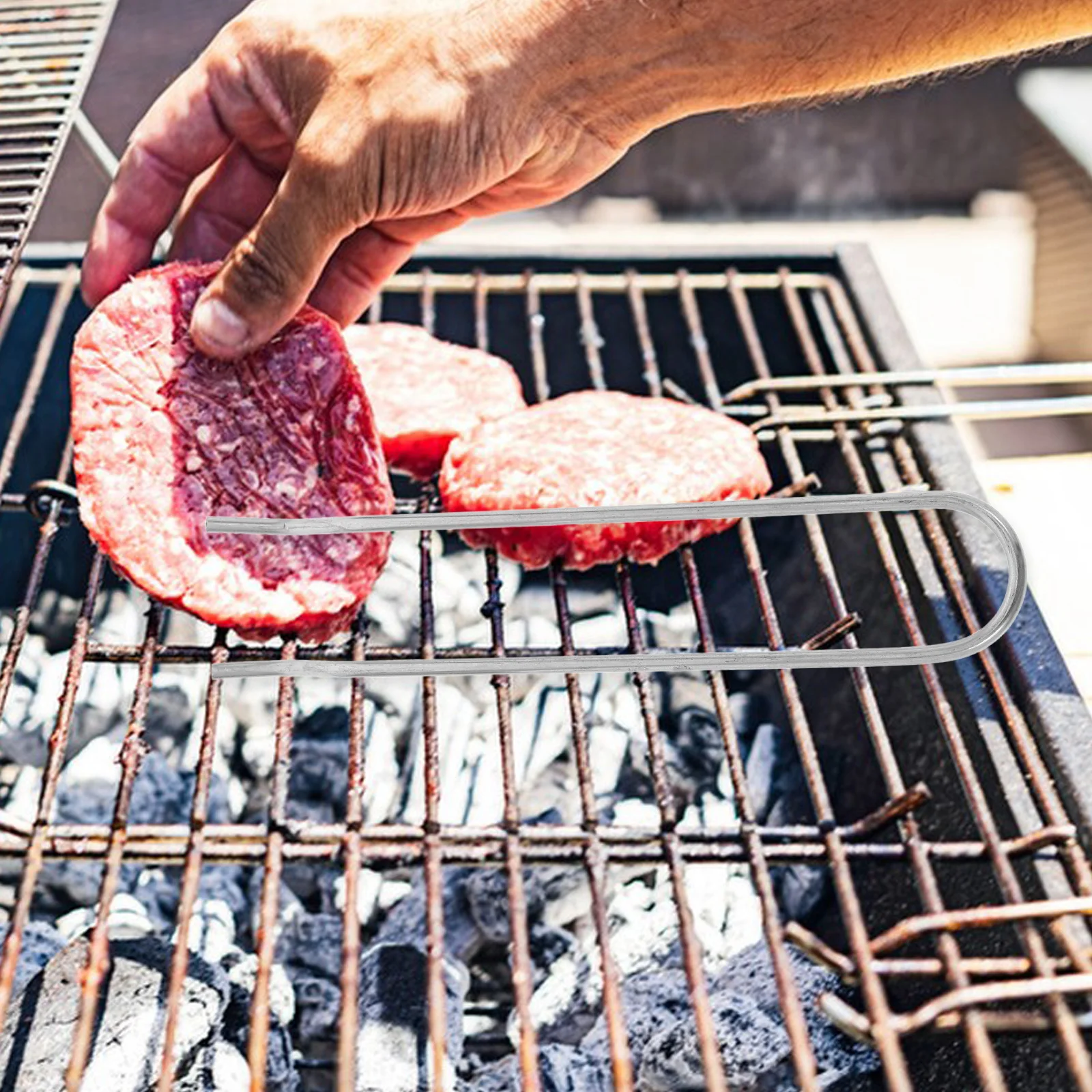 

Stainless Steel Grill Grate Lifter Tool Bbq Sticks Durable Easy Clean Portable Versatile Barbecue Accessories Grate Lifter Tool