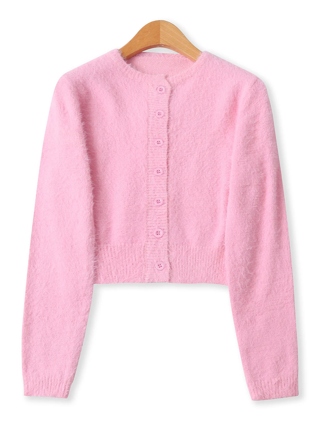 女性のスリムフィットロングスベセーターシングルボタンまたはオープンカーディガンフェイクミンクファーキャンディーカラー秋の新作 Sle 8859