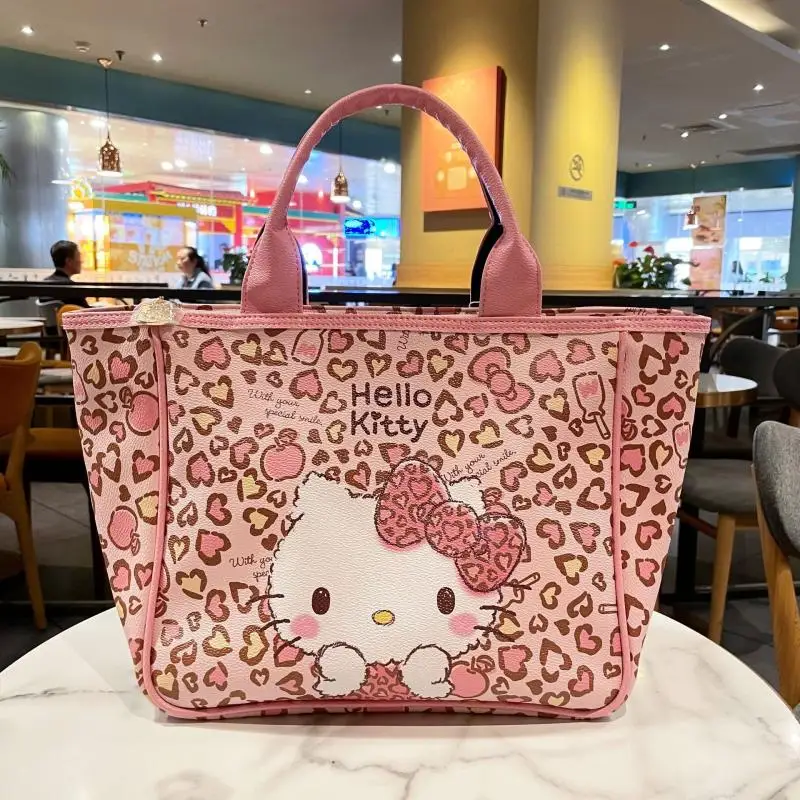 Kawaii Cute Sanrio Hellokitty Pu Shoulder Bag Handbag Flower Pattern Large Capacity Commuter Bag Sweet Birthday Gift For Girls