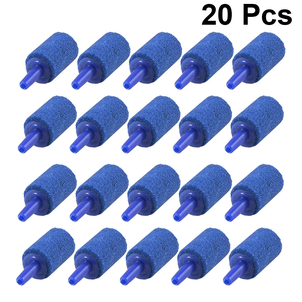 Air Stones Cylinder Bubble Stone Bubble Diffuser Airstones Small Air Stone Air Pump Accessories for Aquarium Tank ( Blue, 20pcs