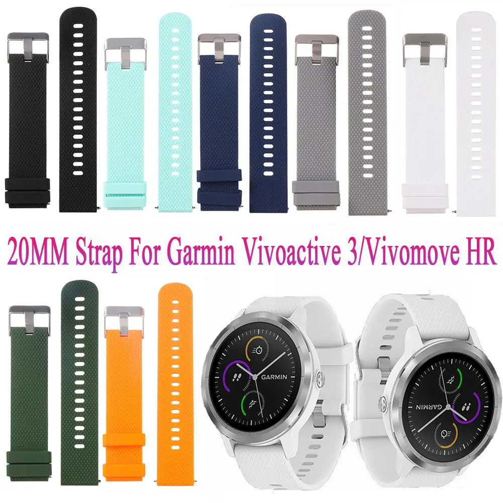 Correa de reloj para Garmin Vivoactive 3 / Vivomove HR 20MM pulsera de reloj inteligente correa de muñeca accesorios de correa de reloj de silicona