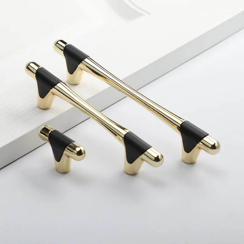 Einfacher Schuhschrank-Türgriff, Badezimmerschrank, Schwarzgold, ganz in Schwarz, nordische Schublade, Kleiderschrank, Kommode, Griff im europäischen Stil