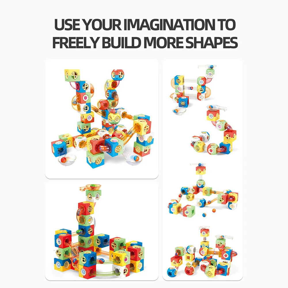 Children's educational assembly DIY pipeline building block track three-dimensional maze ejection ball building block toy gift