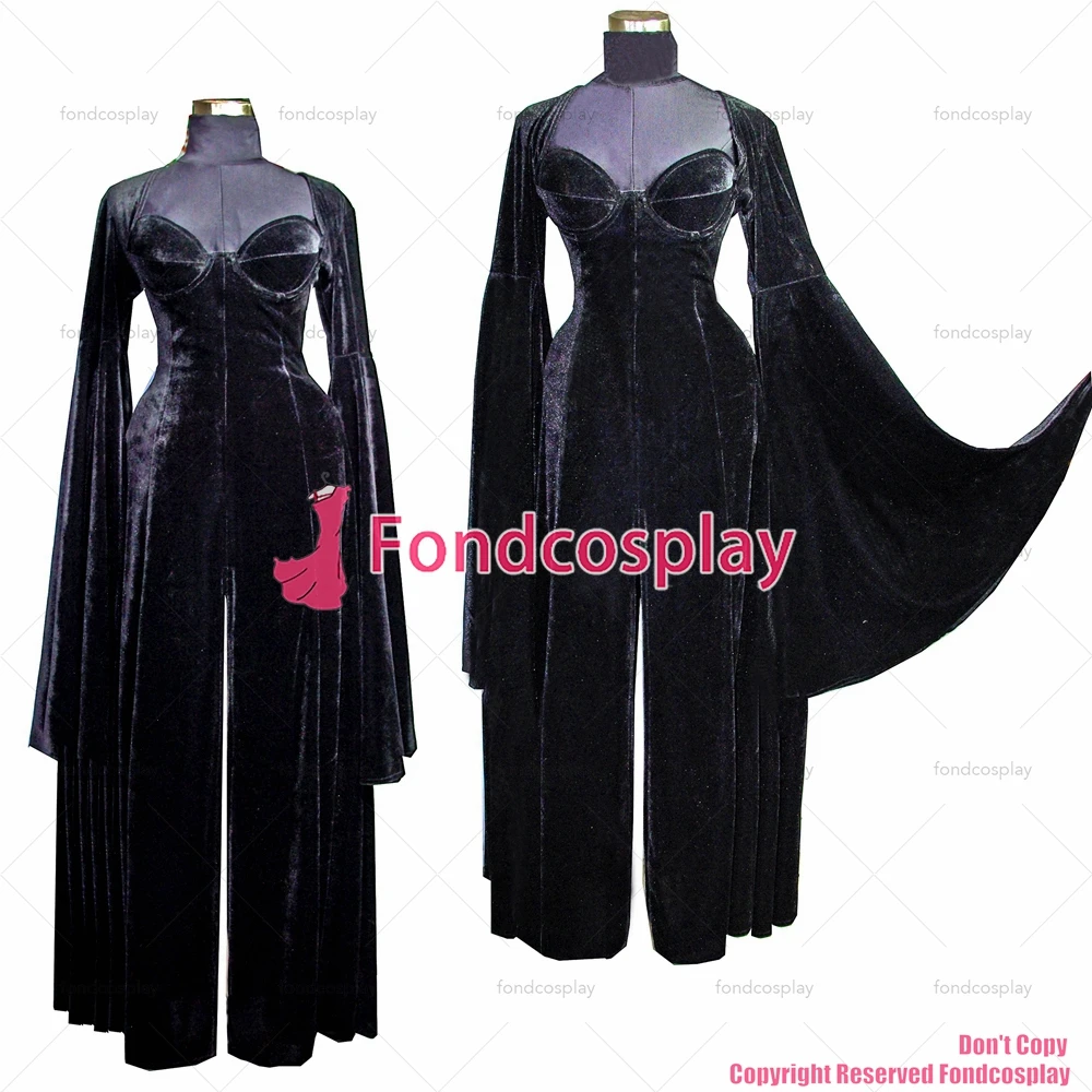 fondcosplay O Dress The Story Of O With Bra black Velvet Gothic Dress Cosplay Costume Custom-made[G561]