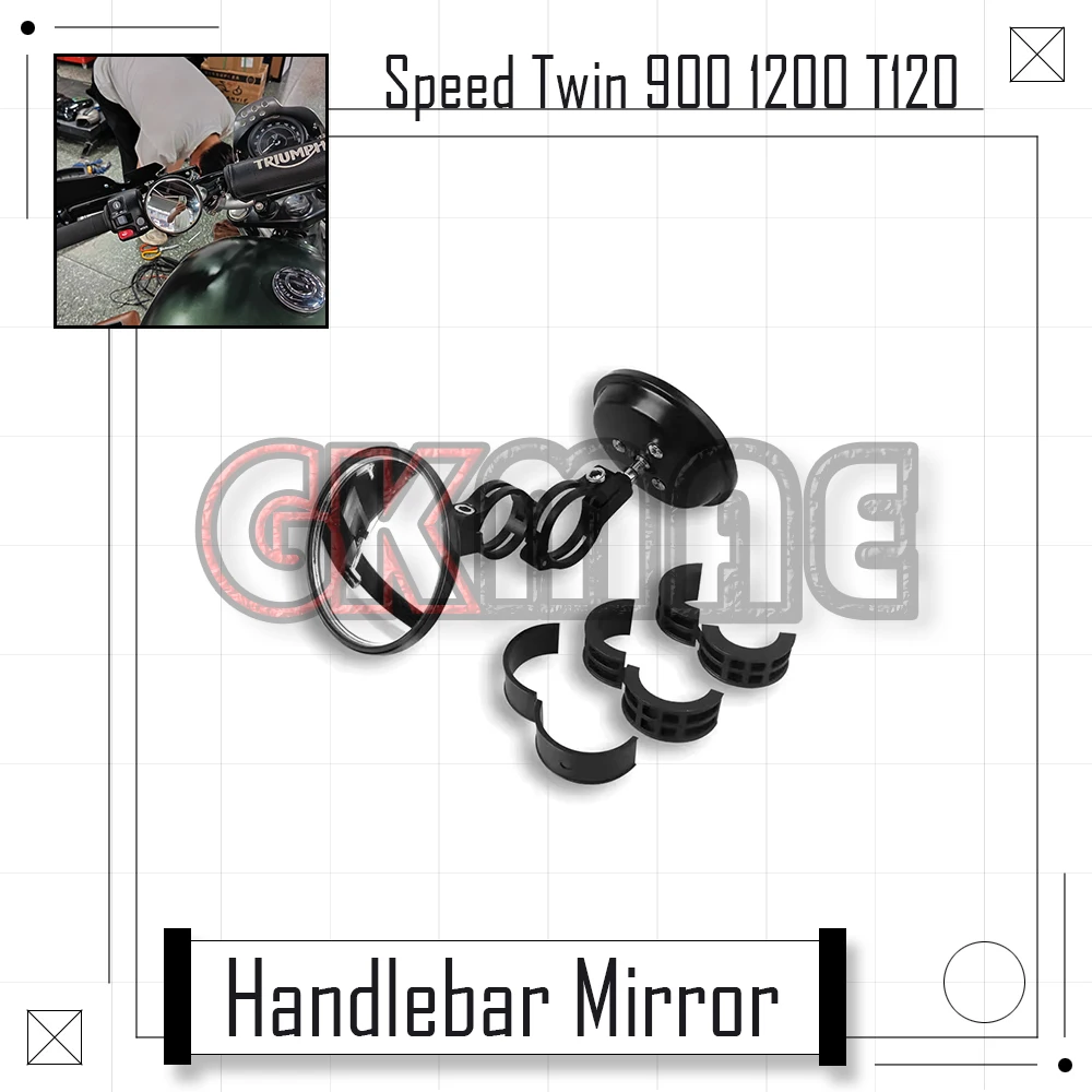 

New For Triumph Speed Twin 900 1200 T120 Motorcycle Handlebar Mirror Rearview Mirror Wide-angle Blind Spot Auxiliary Mirror