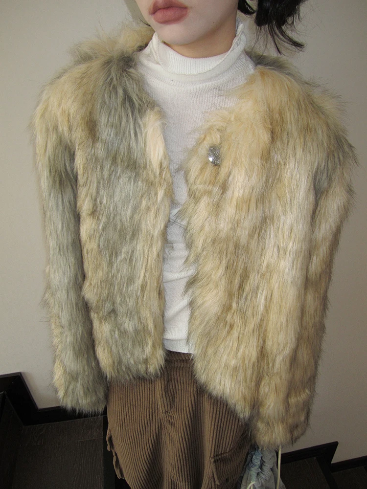 

Экологичная женская куртка из синтетического меха норки, зимняя мода 2023, свободный крой, длинный рукав, для молодых женщин, для повседневной носки