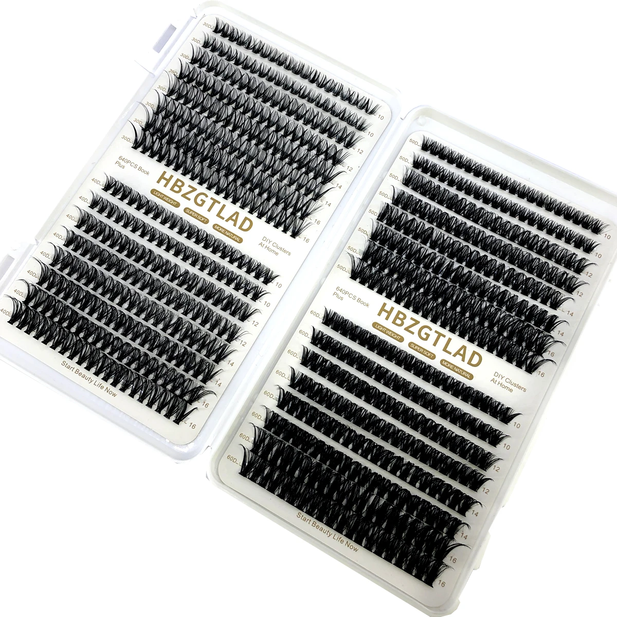 Neue 640 stücke 30D/40D/50D/60D 10-16mm Einzelne Wimpern Wimpern Buch Cluster Extensions Falsche Wimpern DIY zu Hause Cluster Wimpern