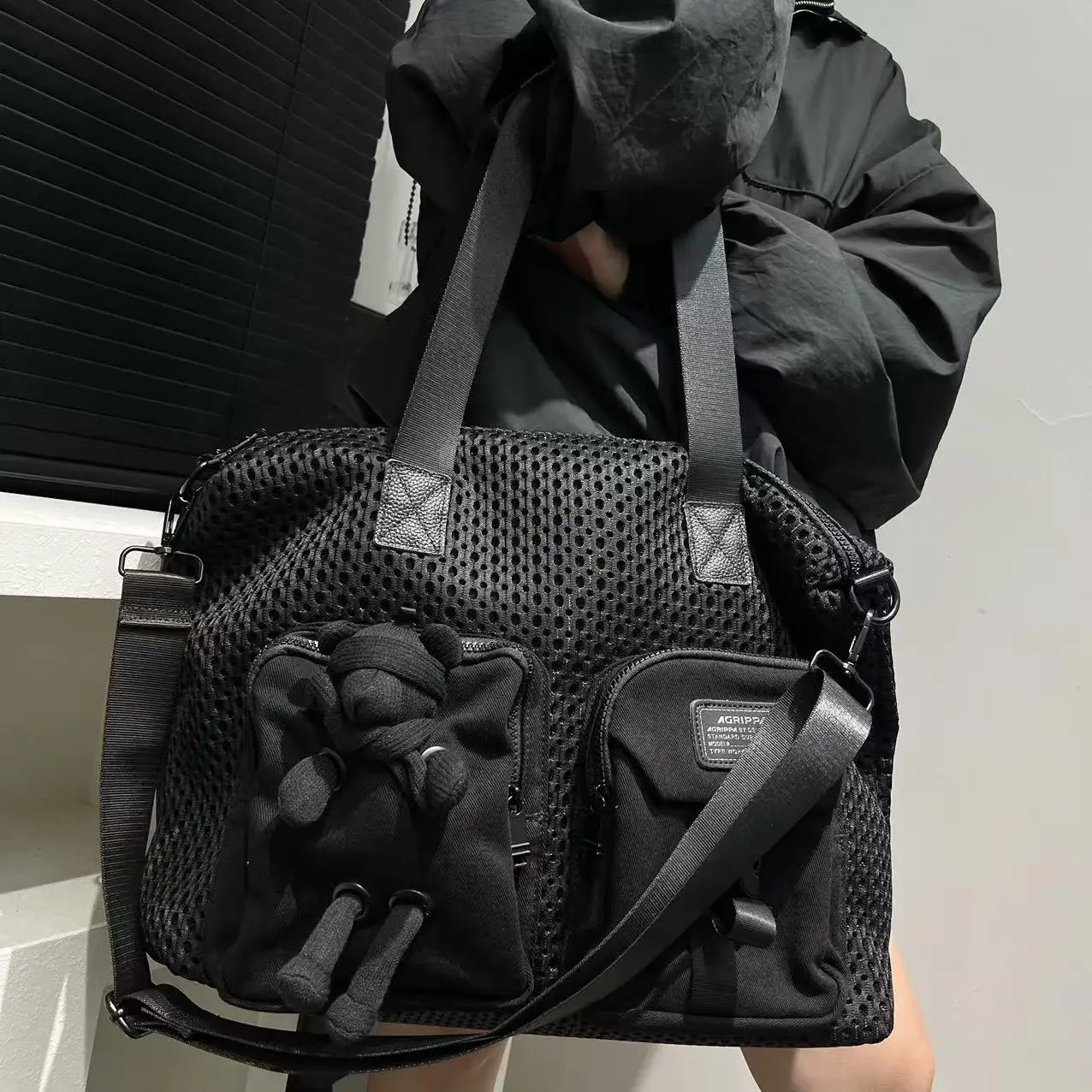 Korean Style New Arrival Fashionable Mesh Bear Handbag Multi-Pocket Casual All-Match Shoulder Bag Large Capacity Women's Bag