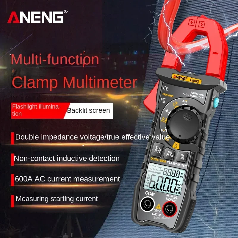 

ANENG CM82 AC and DC Digital Burn-proof High-precision Temperature Capacitance Meter Electrician Clamp Ammeter