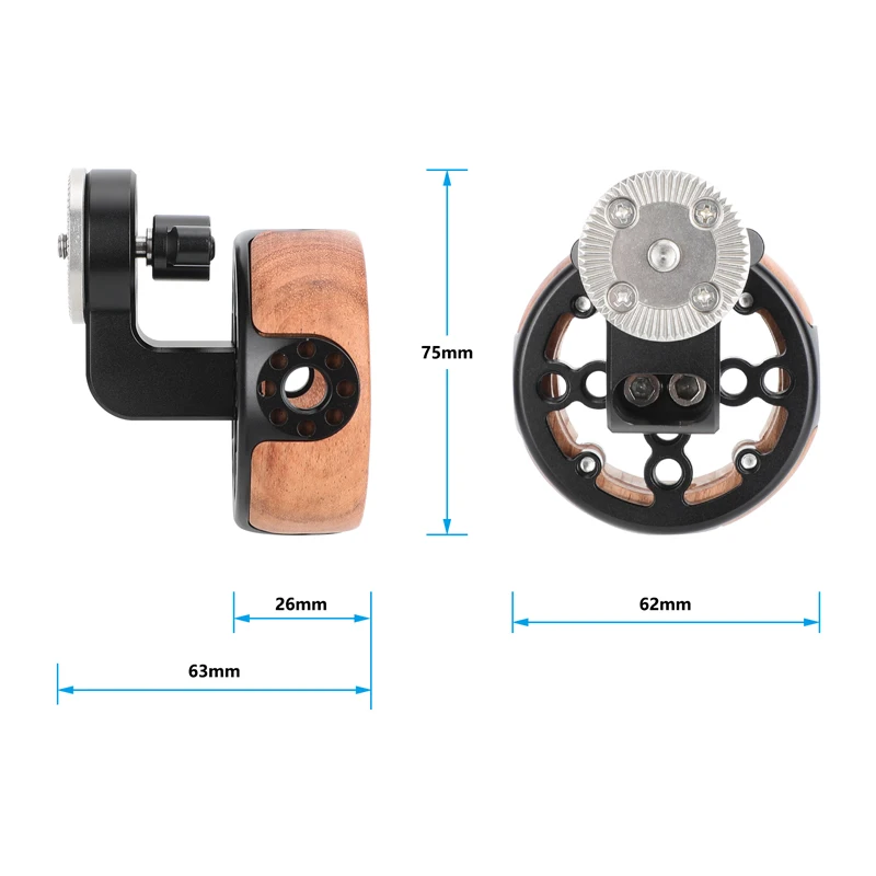 CAMVATE Round Wooden Handgrip with ARRI-Compatible Rosette Extension Adapter Fit Right Left Use For Sony Canon Cage Handle Grips