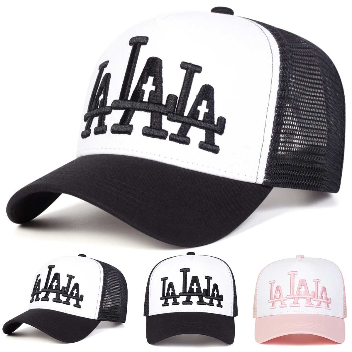 للجنسين LA الصليب التطريز قبعات البيسبول صافي الربيع والصيف في الهواء الطلق قابل للتعديل قبعات عادية واقية من الشمس قبعة قبعة رياضية