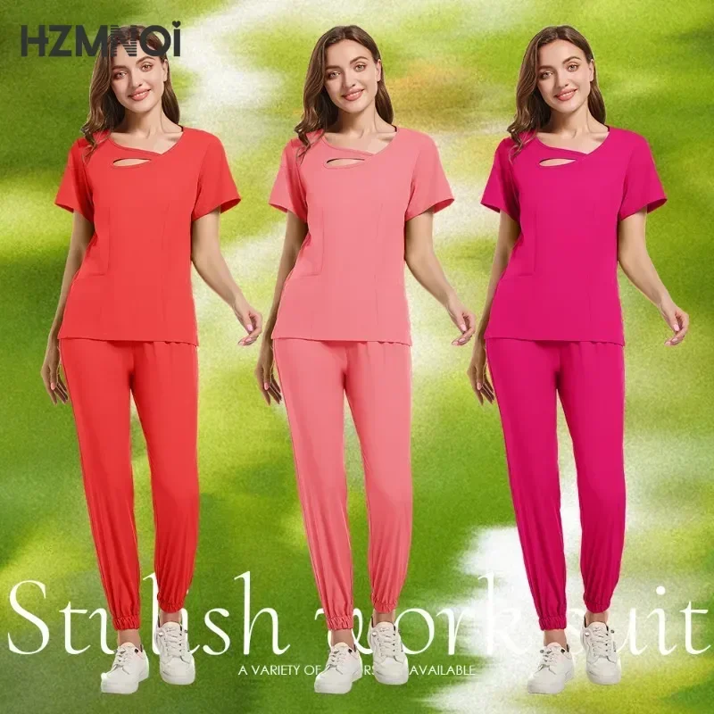 Magliette mediche Pantaloni Donne Scrub Uniformi Medici ospedalieri Scrub Set Infermieri Accessori Clinica odontoiatrica Salone di bellezza Tuta da lavoro