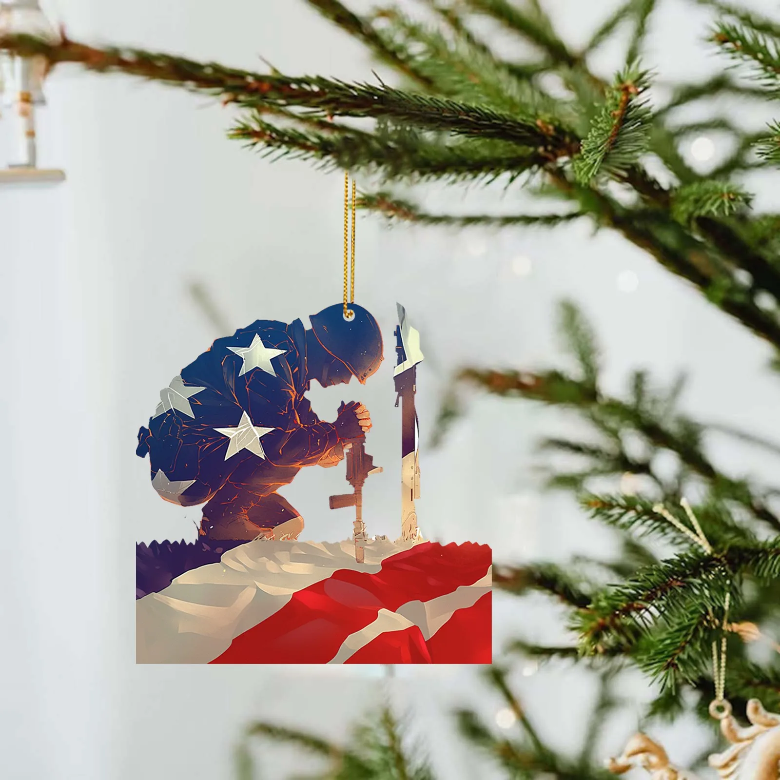 Creative Funny Christmas Tree Hanging Pendant Home Decoration Accessories Independence Day Acrylic Soldiers Hanging Ornaments