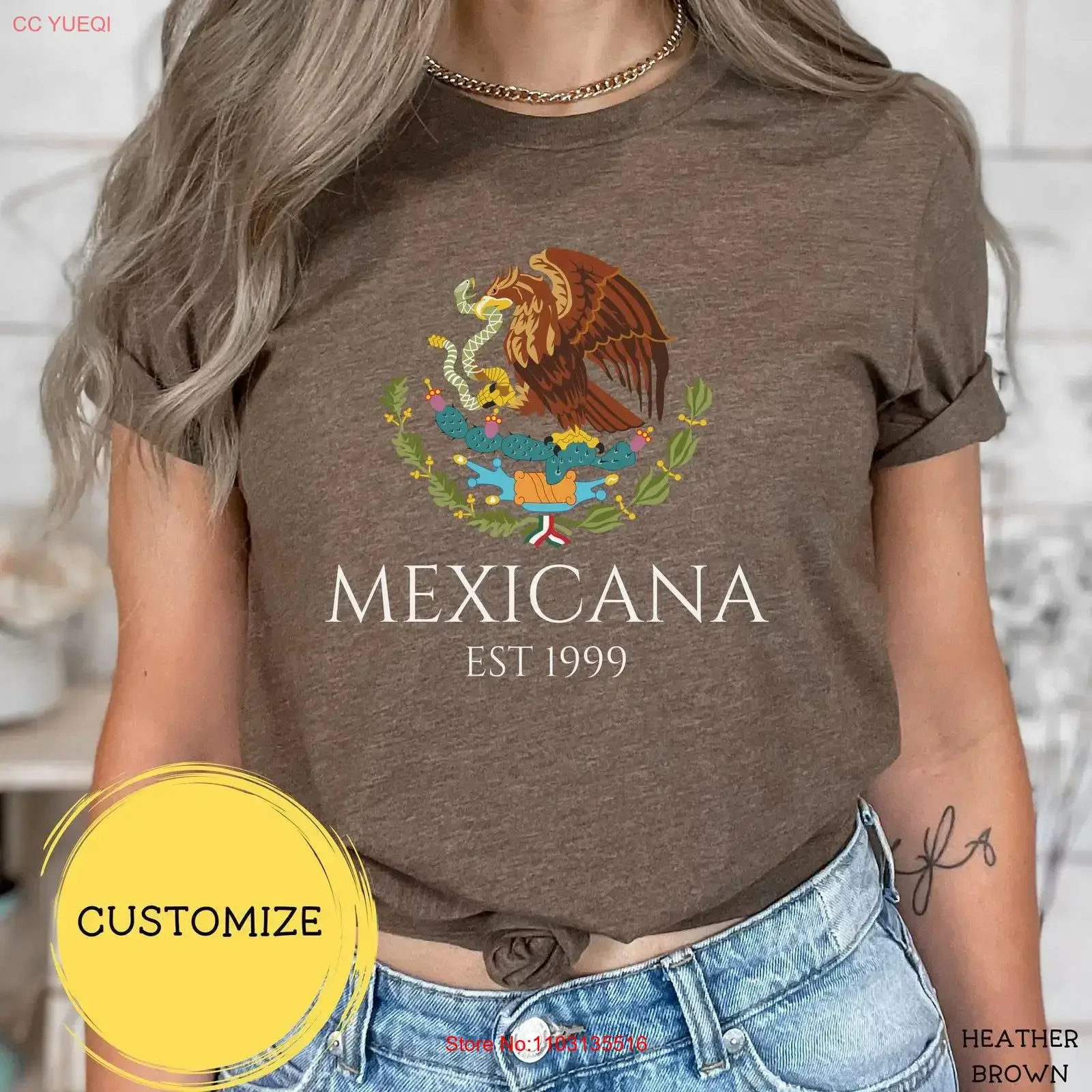 Camiseta Mexicana Personalizada Orgulho Mexicano Imigrante Orgulhoso de Ser Mexicano Vintage Lavada para Uso Diário Elástica