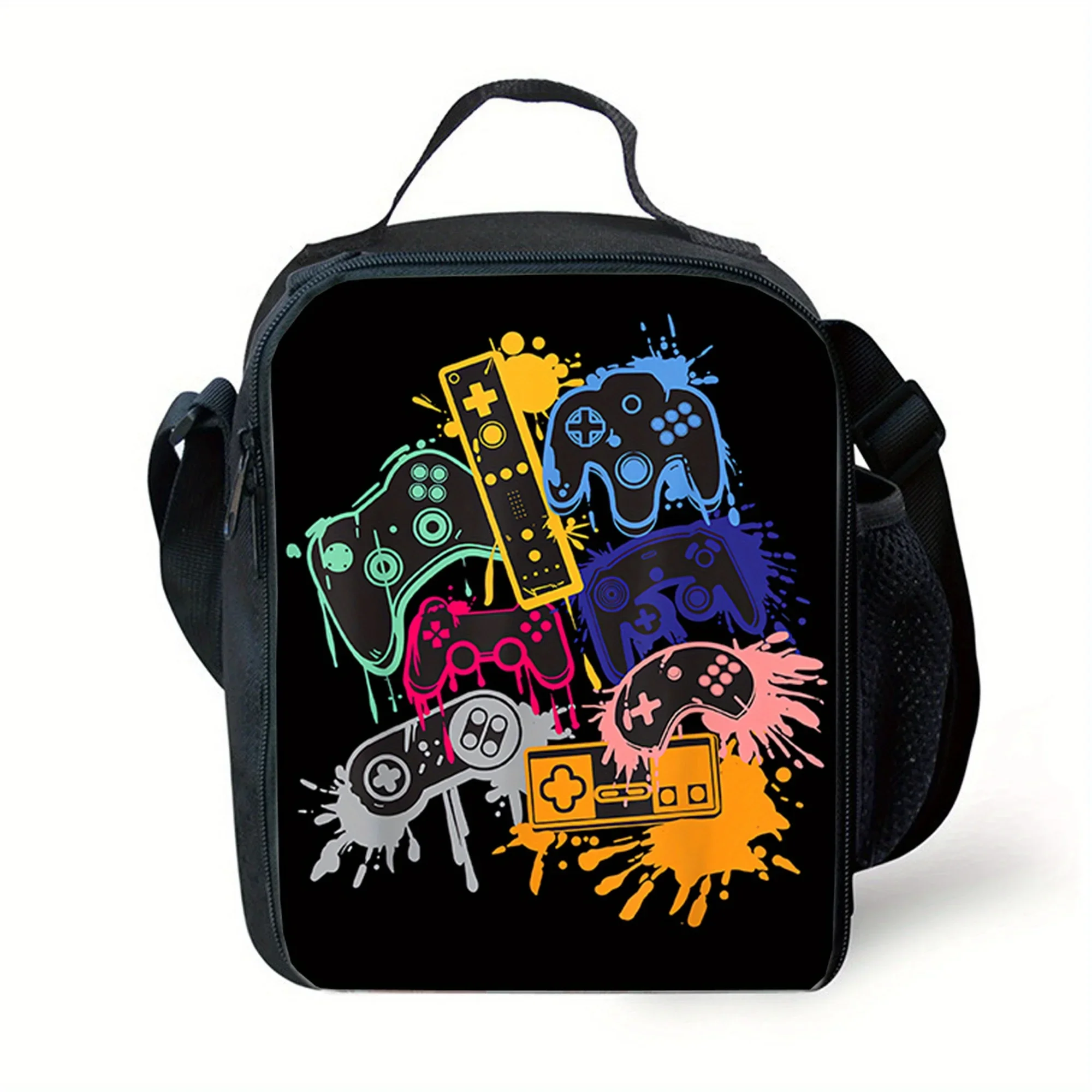 Graffiti Gamepad Pattern Lunch Bag FashionThermal Insulation Large-capacity Outdoor Picnic Bag Practical Back-to-school Gift