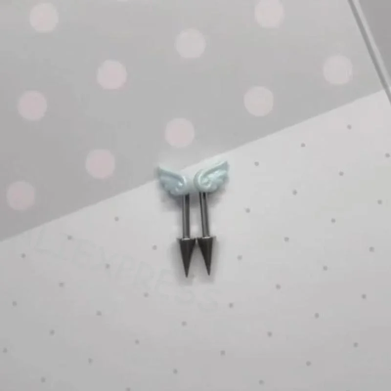 [X] Sweet Angel's Wings Stainless Steel Ear Bone Nail Cute Stud Earrings For Women Body Puncture AccessoriesAuto Parts 112 Store