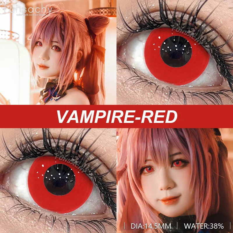 FUNSACHY Cosplay VAMPIRE Contact Lenses for Halloween Eyes Lens Strange Colored Contacts Lens Blind Black Mesh White Cosplay Len