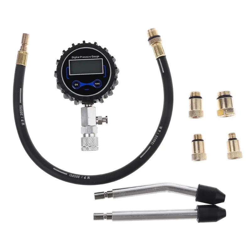 Pressure Gauge Digital Gas Engine Cylinder Compression Tester Tool Kit Car Motorcycle Pressure Gauge with Adapter D7YA