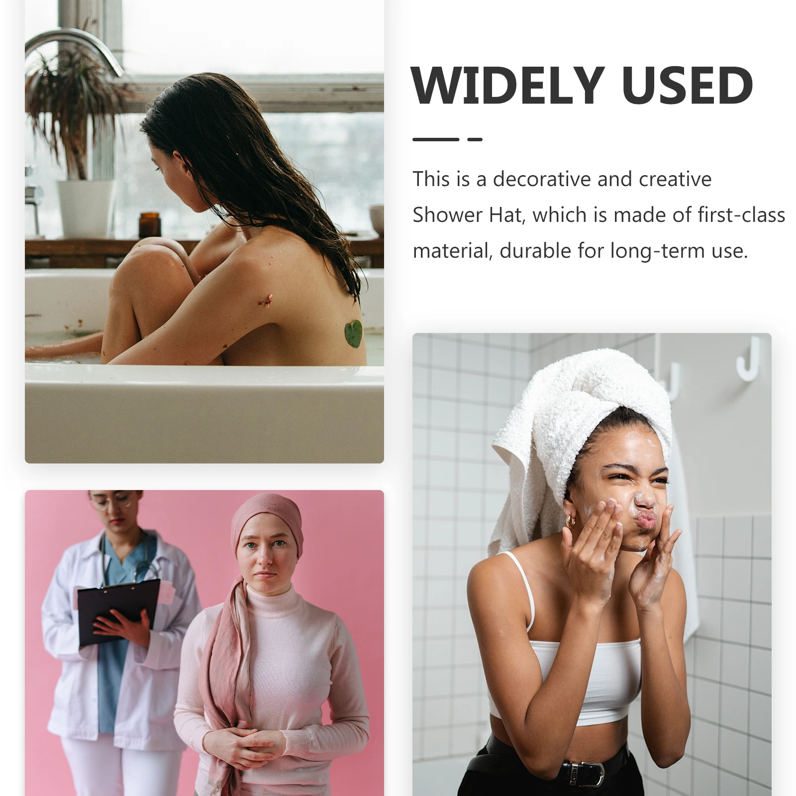 

Three Layers Waterproof Printed Bath Cap Stylish Shower Hat Adjustable Size Shower Caps for Women Reusable Hair Bonnet