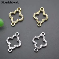 10pc CZ Beads Paved Two Loops Jewelry Connectors Colover Shape Metal Bracelet Charms Jewelry Links