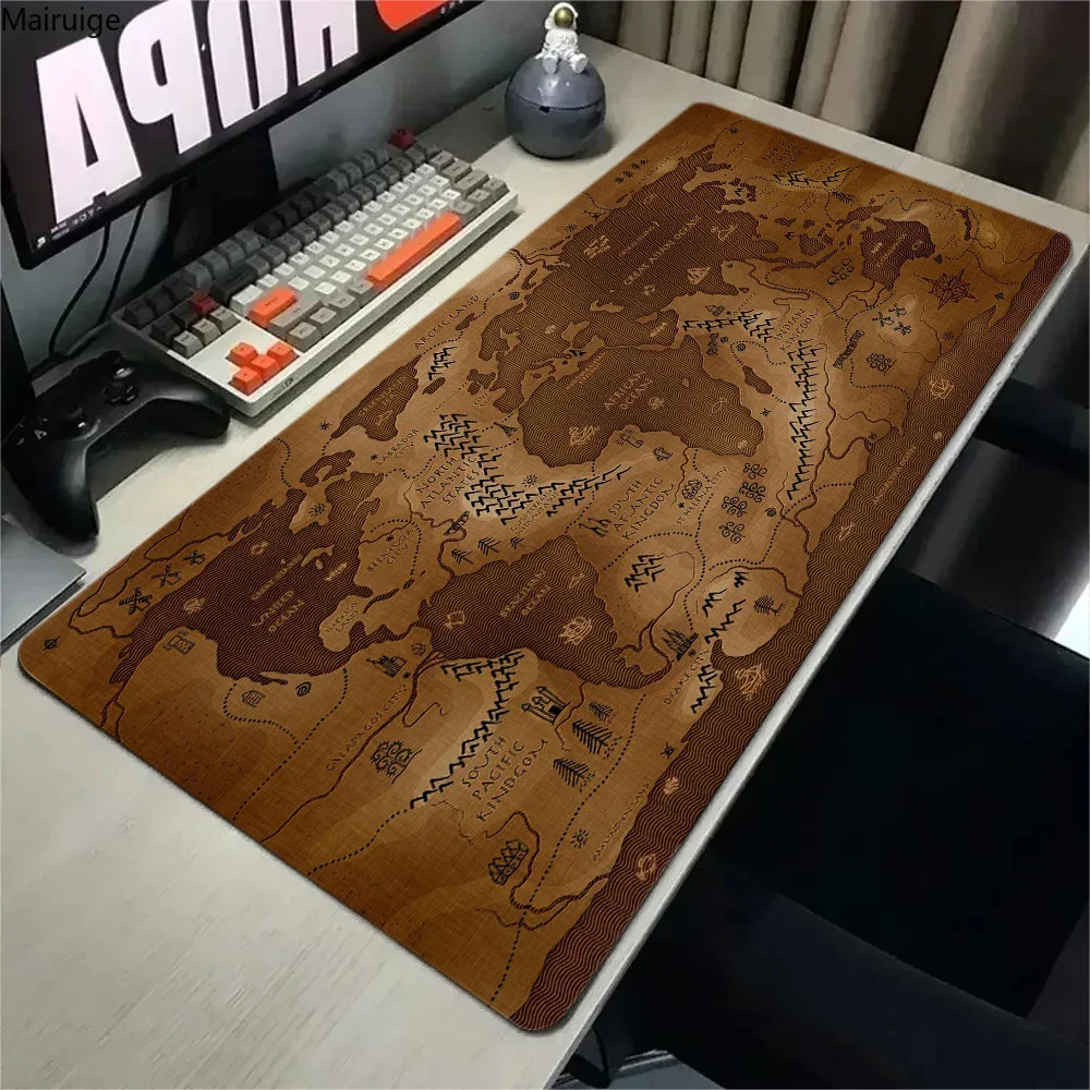 Retro World Map Mouse Pad Large Gaming Mouse pad rubber desk mat Non-slip PC laptop Gamer desk accessories table pad carpet