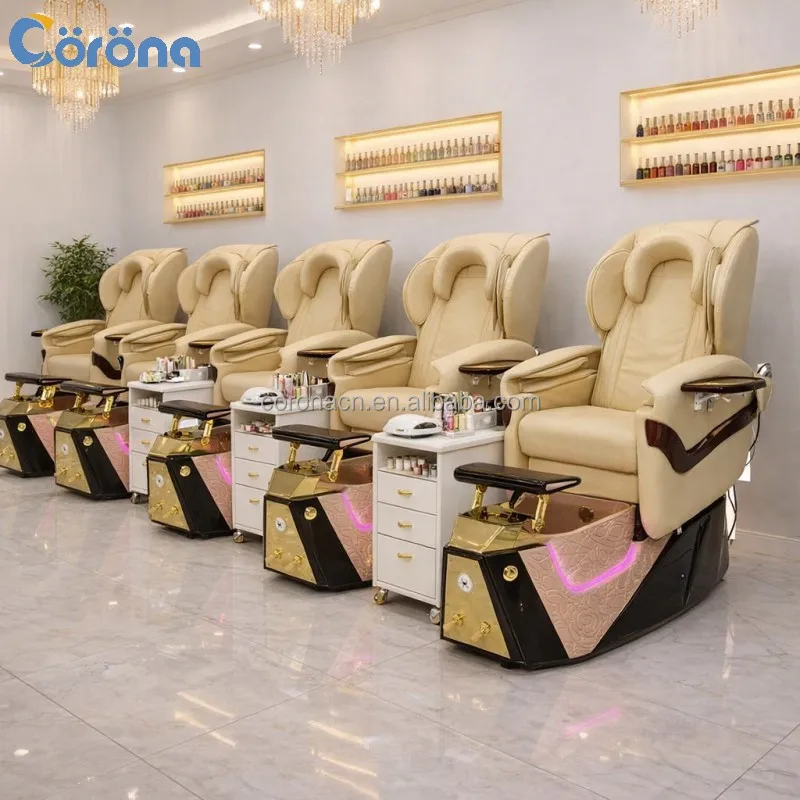 High End Luxury Salon Furniture Electric Full Body Massage Pedicure Spa Chair With Adjustable Backrest And Footrest