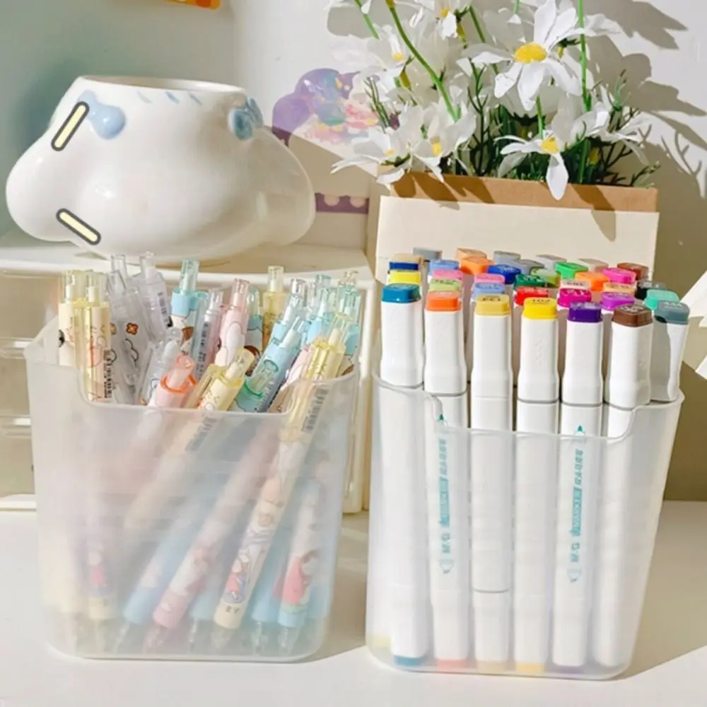 Durable Desktop Organizer Stationery Box Cosmetic Holder Multifunctional Storage Box Korean Plastic Pen Holder Student
