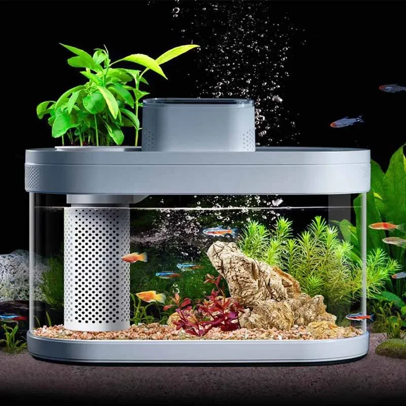 Smart Fish Tank For Xiaomi Mijia MiHome App Amphibious Eco Aquarium Pro WiFi Box C180 Auto Feeder RGB Lighting Works Fishtank