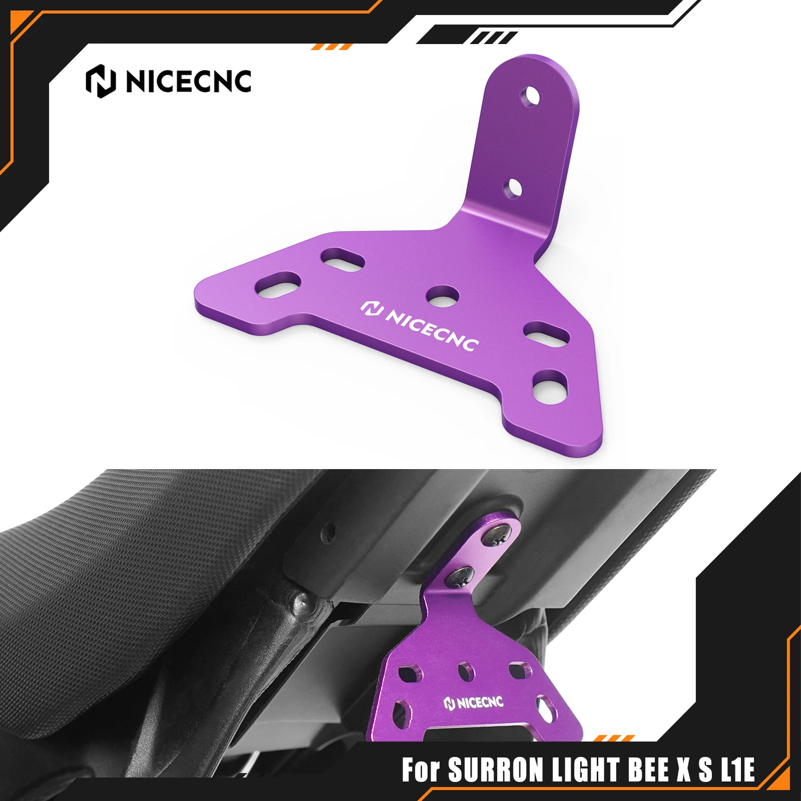 

NICECNC For Surron Light Bee X S L1E For Segway X160 X260 Tail Light Lamp Mounting Bracket Licence Plate Holder Support Aluminum
