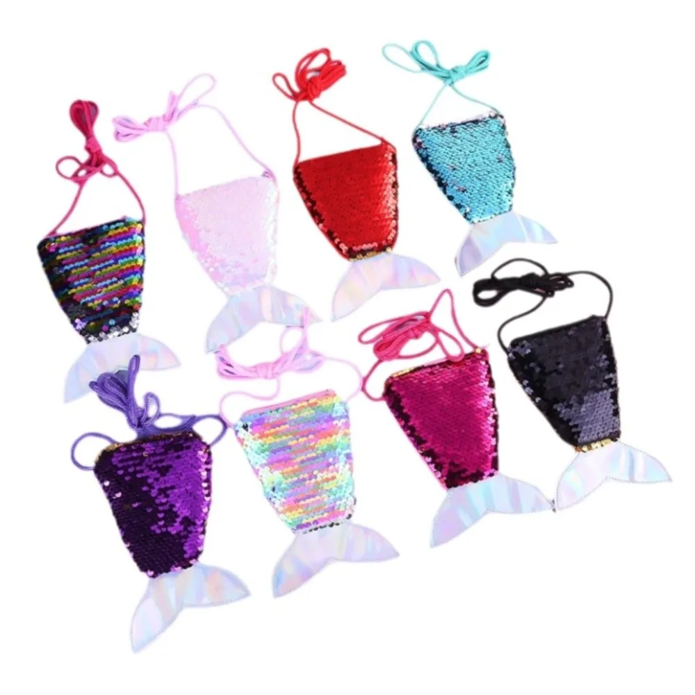 خمر حورية البحر ذيل الترتر محفظة نسائية للعملات المعدنية سستة صغيرة الأطفال حقيبة كروسبودي حقيبة مستحضرات تجميل صغيرة الاطفال هدية