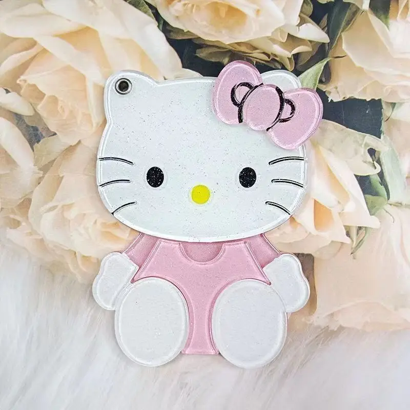 Sanrio Hello Kitty NEW KT Cat Cute Luxury Convenient Carry Makeup Mirror Cartoon Rotate Mirror Phone Case Decoration Paster Y2K