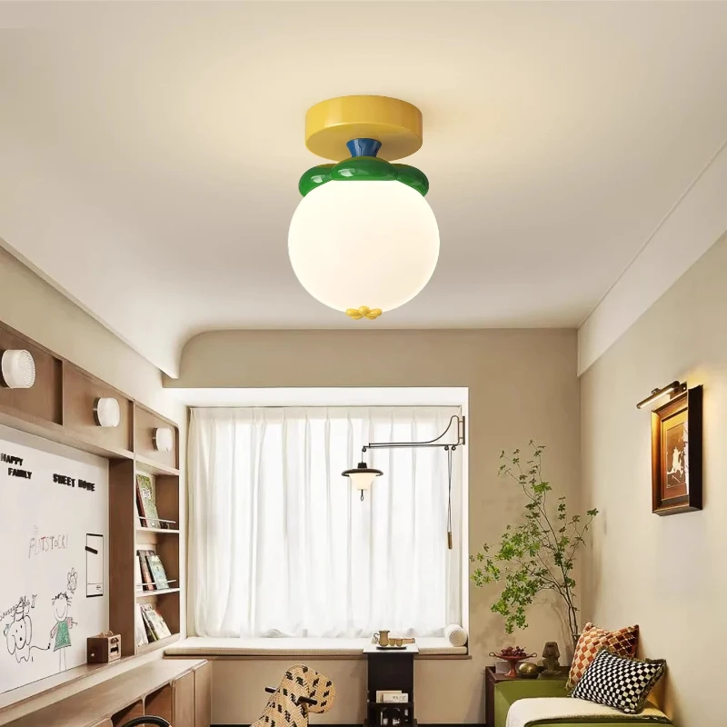 Modern Memphis Minimalist Creative Entryway Ceiling Light Hotel Corridor Balcony Bedroom Study French Cream Style Ceiling Lamps