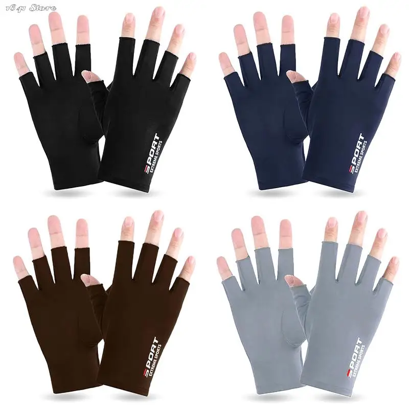 1 Pair Anti-UV Men Women Fishing Gloves Sunscreen Antiskid Spring Summer Ice Cool Breathable Cycling Sport Gloves Fishing